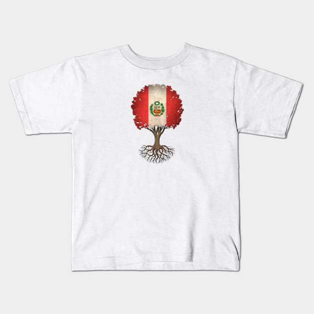 Tree of Life with Peruvian Flag Kids T-Shirt by jeffbartels